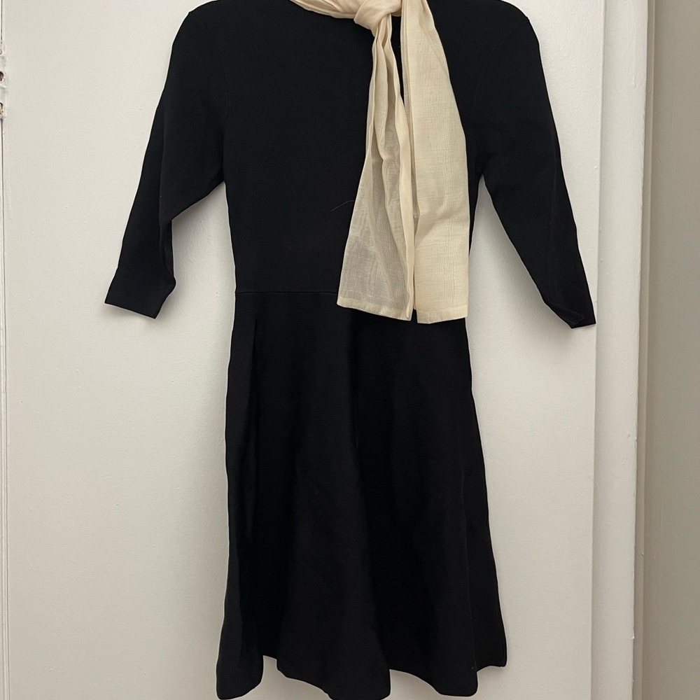 Elegant Black Dress with Cream bow